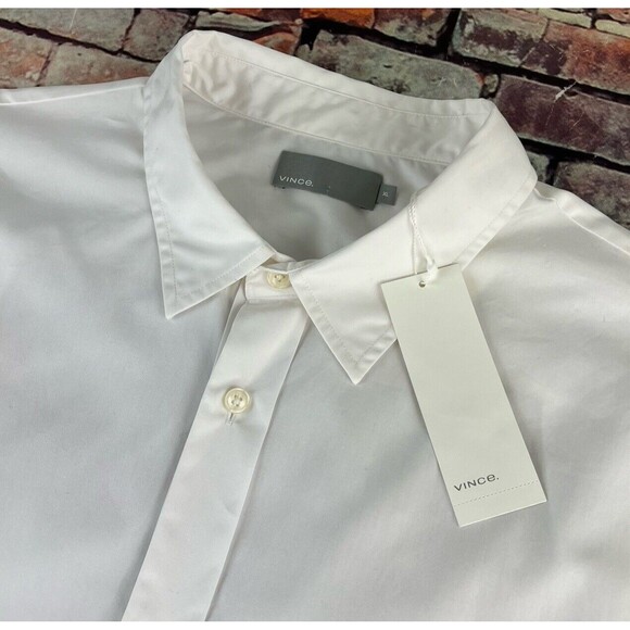Vince Mens Reverse Placket Sport Button Up Shirt White Long Sleeve XL New - Picture 10 of 11